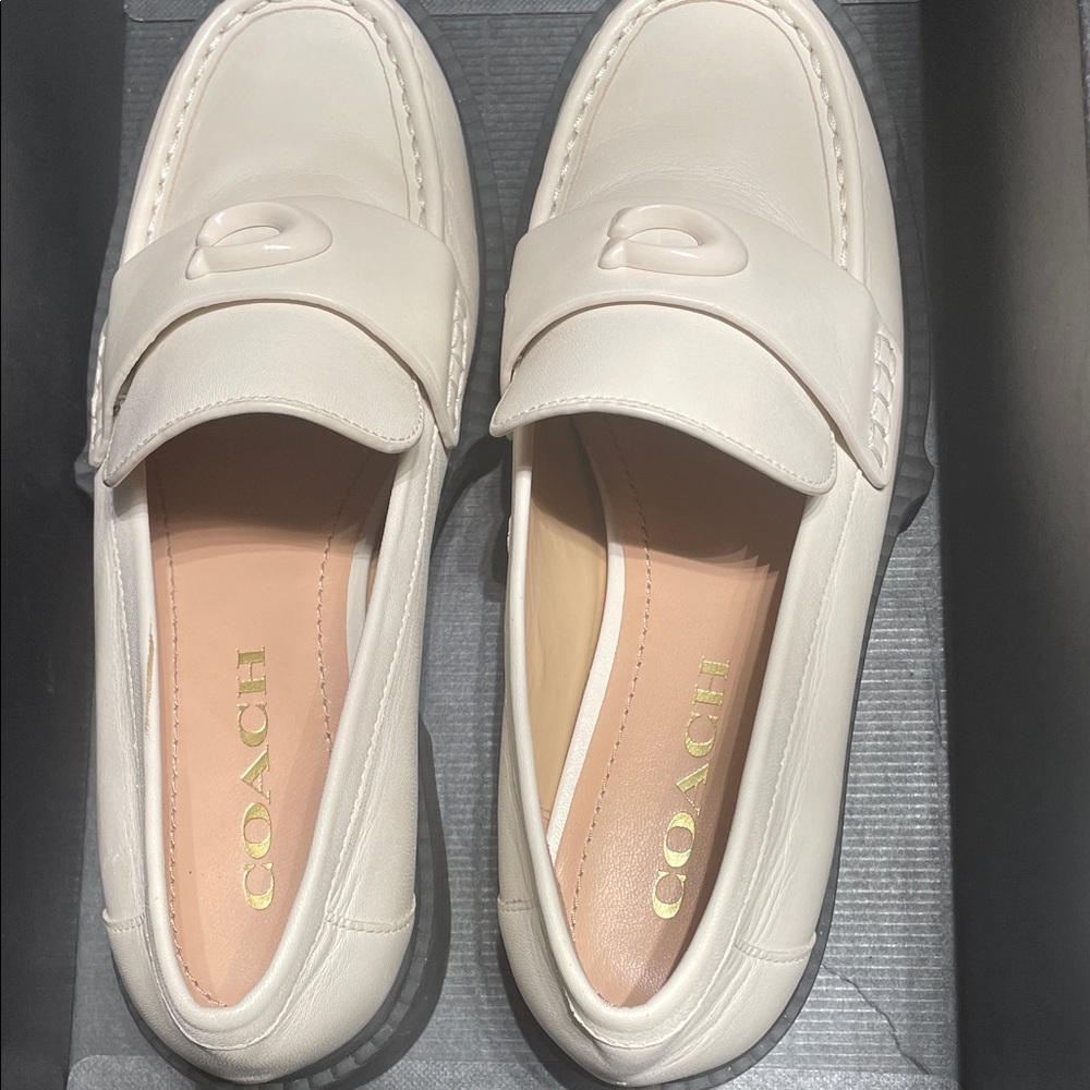 Coach Off-White Leather Loafers - Picture 2 of 8
